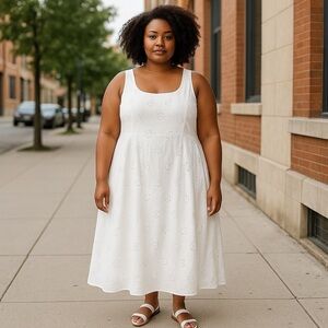 White Eyelet Sleeveless Dress
